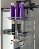 Porta Shampoo Duplo Para Box Preto Linha Black - Ela Decora